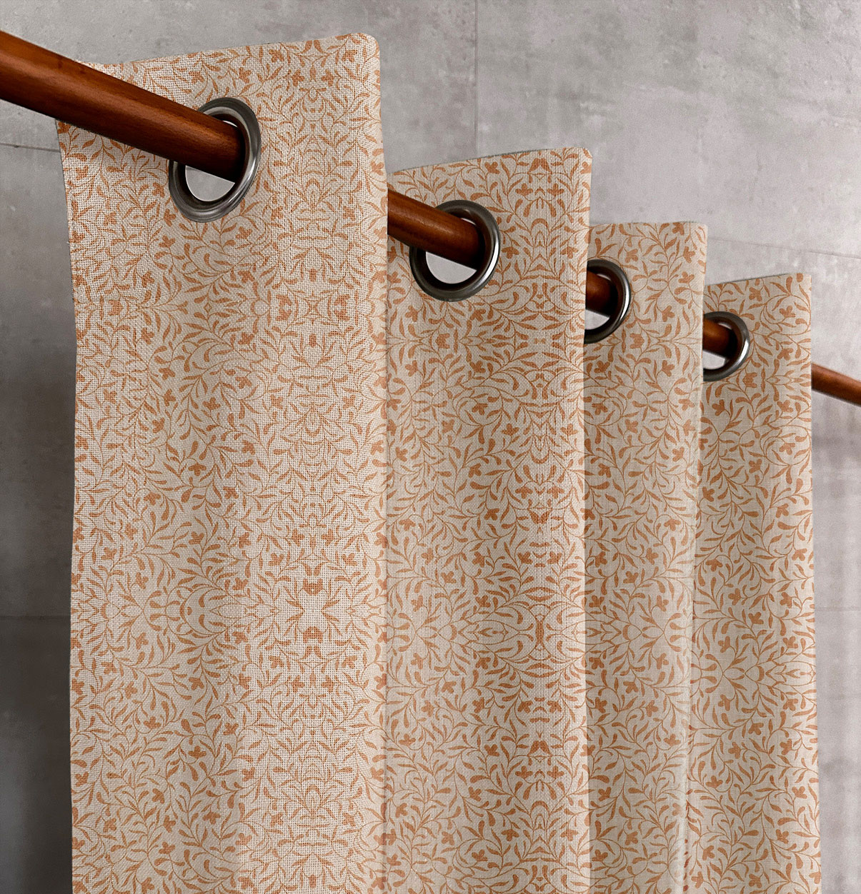 Orange Fern Flow Curtain